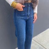 DARK DENIM PATCH POCKET JEANS