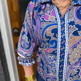 PAISLEY PRINT BUTTON UP - PURPLE MIX