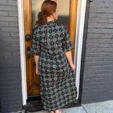 GEOMETRIC SHIRT DRESS - BROWN