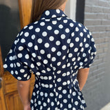 POLKA DOT TOP - NAVY