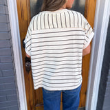 LINE & DANDY TOP - OATMEAL