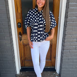 POLKA DOT TOP - NAVY