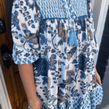 BLUE PAISLEY MINI DRESS