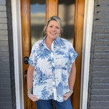 BLUE TOILE PRINT TOP