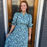 THE ABSTRACT EVA DRESS - NAVY