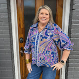 PAISLEY PRINT BUTTON UP - PURPLE MIX