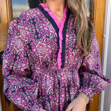 THE KALEIDOSCOPE PRINT DRESS - NAVY