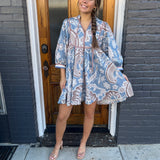 MORONEY MINI DRESS - DUSTY BLUE