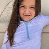 HEATHER HALF ZIP - PUR/PNK/BLU