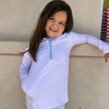 HEATHER HALF ZIP - PUR/PNK/BLU