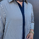 THE STRIPED WENDI DRESS - INDIGO