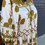 TRIBAL PRINT DRESS - MUSTARD GREEN