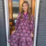 THE KALEIDOSCOPE PRINT DRESS - NAVY