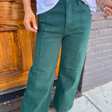 RISEN CROP PANTS - HUNTER GREEN