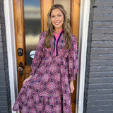 THE KALEIDOSCOPE PRINT DRESS - NAVY