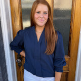 THE NAVY JEANIE BLOUSE