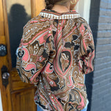 PAISLEY PRINT BUTTON UP - BROWN