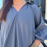 THE KATE DRESS - STEEL BLUE