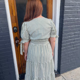 STRIPE A POSE DRESS - OLIVE