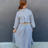 THE STRIPED WENDI DRESS - INDIGO
