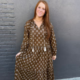 HUBBARD MAXI DRESS - BROWN