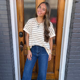 LINE & DANDY TOP - OATMEAL