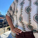 GEOMETRIC OLIVE GARDEN TOP