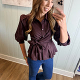 THE LAURA BLOUSE- CHOCOLATE