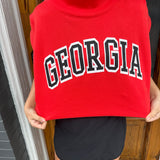 'GEORGIA' PRINT OVERSIZED MUSCLE TOP - RED