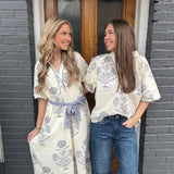 FLORAL PRINT VNECK TOP - ECR/BLK