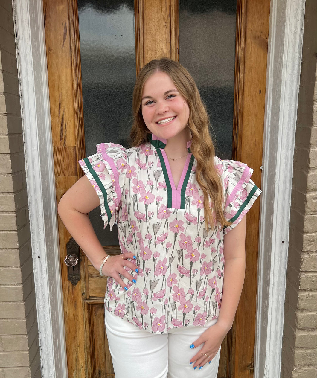 THE FLORAL LEXI TOP - PINK
