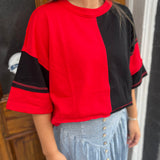 OVERSIZED GAMEDAY TEE - RED/BLK