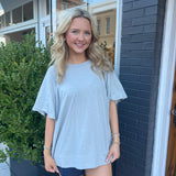 OVERSIZED SLUB TOP - LT GREY