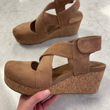 CAMEL FAUX SUEDE WEDGE