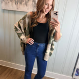 THE KAYLEIGH CAMO CARDIGAN  - TAUPE