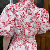 GINGER JAR PRINT DRESS - RED