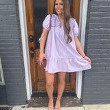 EMBROIDERED COLLAR DRESS - LAVENDER