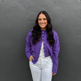 PURPLE BUTTON UP CARDIGAN