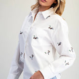 EMBROIDERED DUCK BUTTON DOWN - WHITE