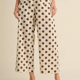 POLKA DOT PANTS/PLUS - BROWN