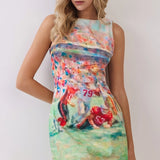 FOOTBALL PRINT MINI DRESS - GREEN