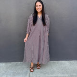 GINGHAM CHECK DRESS - RED/BRN
