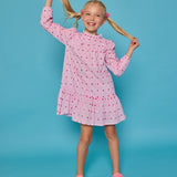 JODY DRESS - DOT STRIPE PINK