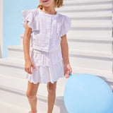 TWO TIERED SKORT - WHITE SEERSUCKER