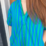 TWO-TONE STRIPE MIDI - GRN/BLU