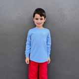 BOYS LS REINDEER SHIRT - LIGHT BLUE