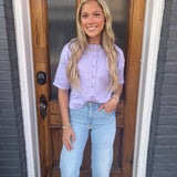 BUTTON DOWN SWEATER - LAVENDER