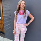 FLORAL PATCHWORK DENIM PANTS