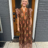 THE RACHEL DRESS - BROWN