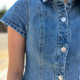 BUTTON FRONT DENIM TOP